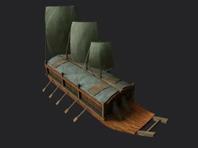 Korean Turtle Ship - Medieval Warship 02 Low-poly 3D model