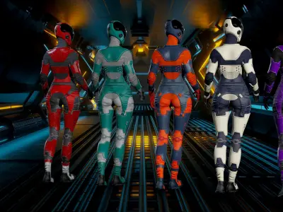 Space girls Low-poly 3D model