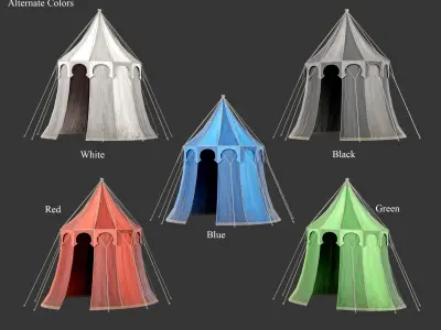 Medieval Elegant Camp Tent Medium Low-poly 3D model