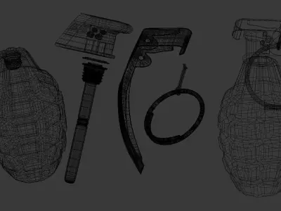 MK2 Hand Grenade With Part Low-poly 3D model