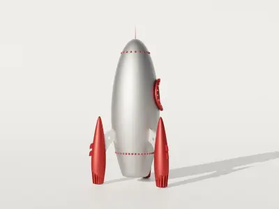 Cartoon Rocket Low-poly 3D model