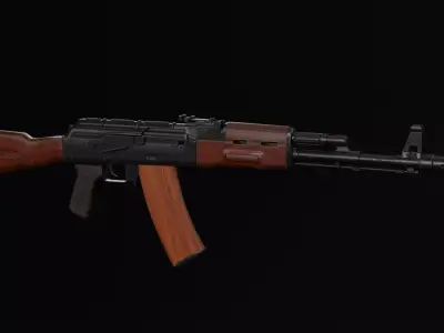 AK-74 assault riffle Low-poly Game ready Free low-poly 3D model
