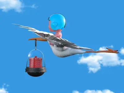 Cartoon Stork 3D model 3D model