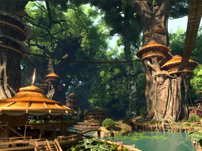 A Village In The Trees 3D model