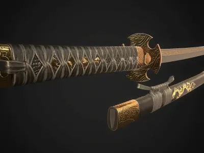 Wakizashi 05 Low-poly 3D model