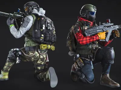 50 HQ Poses 3D models of soldiers 3D model