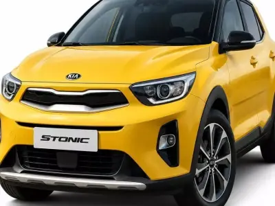  Modern Yellow and Black Kia Stonic  Subcompact Crossover SUV 3D model
