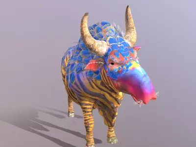 Mythical Zebra COW SHAKING butt IDLE 3D model