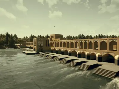 The-Khaju-Bridge iranian water reservoir Low-poly 3D model