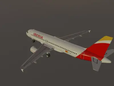 Iberia airbus a320-214 low poly 3d model  Low-poly 3D model