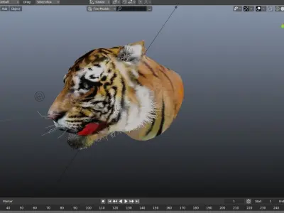 Tiger head blender Free low-poly 3D model