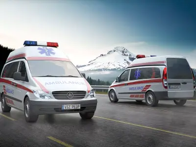 Small ambulance car 3D model