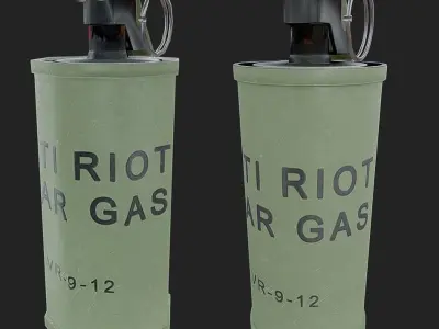 Tear Gas Grenade PBR Game Ready Low-poly 3D model