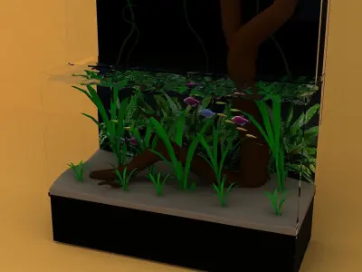 aquarium and glofish Low-poly 3D model