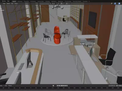 Modern Showroom Interior with Product Stand SketchUp Model 3D model