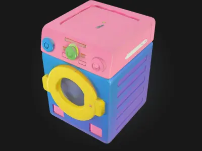 Colorful Toy Washing Machine Whimsical Mini Appliance 3D model