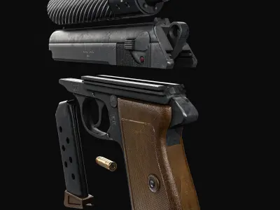 James Bond Walther PPK with Silencer Low-poly 3D model