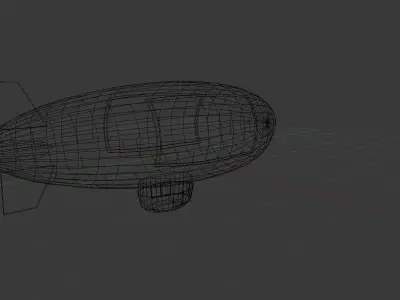 Airship hot air balloon Low-poly 3D model