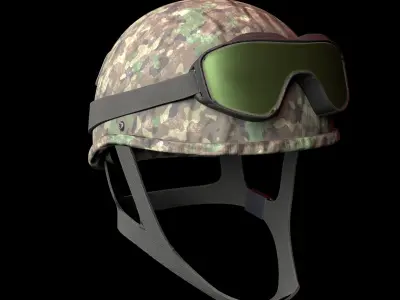 MILITARY Game Ready  Tactical Helmet with Visor Glasses Low-poly Low-poly 3D model