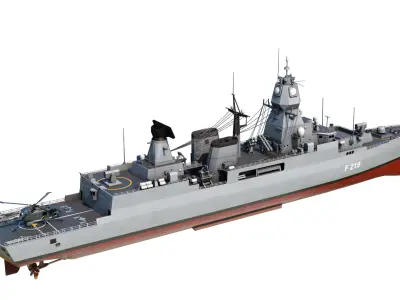German navy F124 Sachsen-class frigate Low-poly 3D model