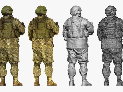 modern soldier in camouflage honeybadger 001149 3D model