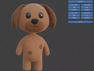 Cartoon Dog 3D Blender Rig 3D model