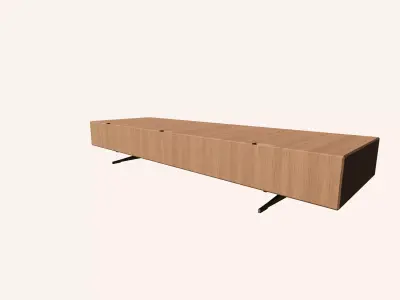 Scandinavian Wood TV Stand - Metal Legs - Low Poly 3D Model Free low-poly 3D model