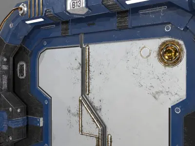 Lowpoly Scifi Spaceship Door Low-poly 3D model