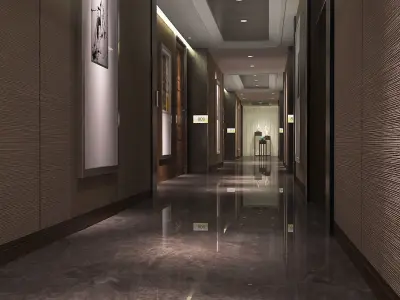 Modern Luxury Hotel Corridor Design 3D model