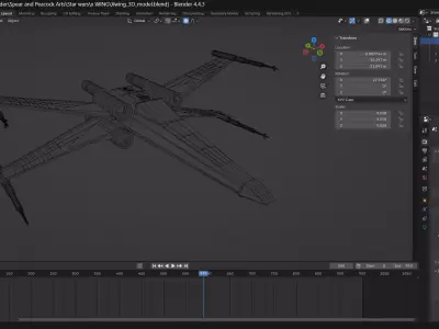 X-Wing Starfighter 3D Model Blender Low Poly and Game Ready Low-poly 3D model