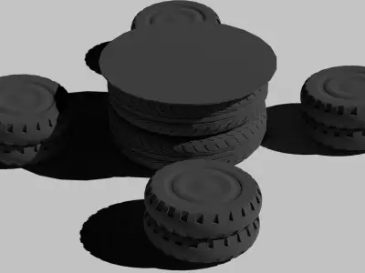 Outdoor table from recycled tires Low-poly 3D model