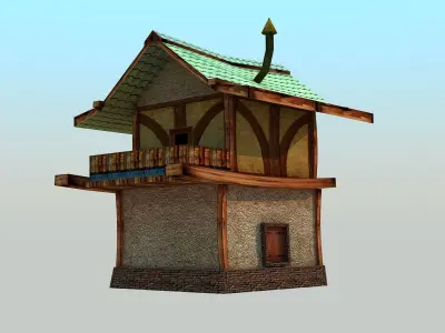 Medieval Little House Low-poly 3D model