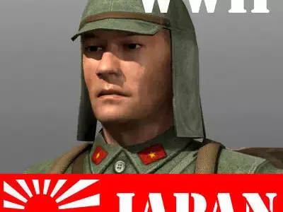 Japanese soldier and Type 100 Low-poly 3D model