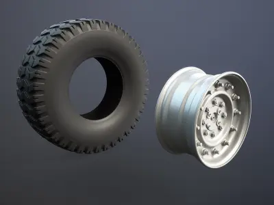 HMMWV M998 Wheel High-Poly 3D model