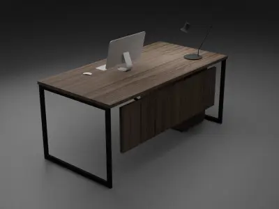Low Poly office table Free low-poly 3D model