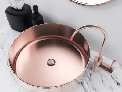 Washbasin bathroom vanity in navy copper Free 3D model