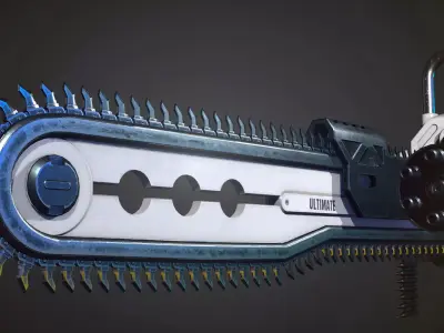 Weapon chain gun Low-poly 3D model