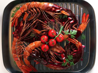 shrimp dish Low-poly 3D model