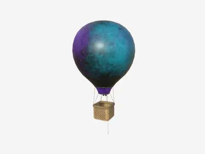 Balloon Hot Air 09 Galaxy - Aircraft Cartoon Low-poly 3D model