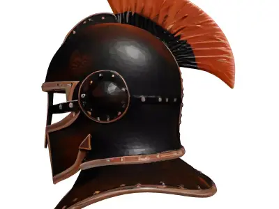 Rusty Iron Helm with Plume 3D model