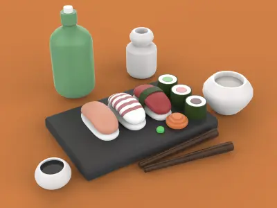 japanese Sushi Low-poly 3D model