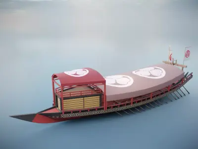 Gozabune - Japanese ship Low-poly 3D model