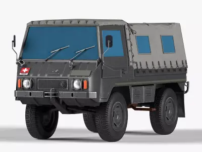 Pinzgauer 4x4 LODs Game Ready Rigged Low-poly 3D model