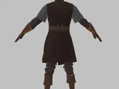 Medieval spearman leather armor 3D model
