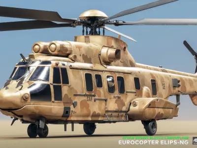 Eurocopter ELIPS NG with 6 Camouflage Skins - Game Ready Low-poly 3D model