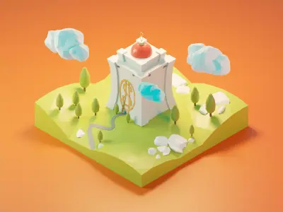 ducktales low poly model render in blender Low-poly 3D model