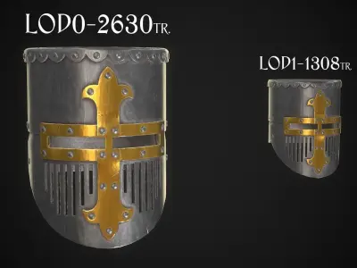 Knight Helmet 01 Low-poly 3D model