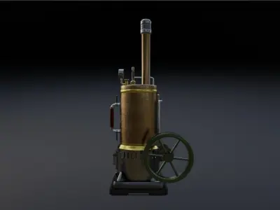 Steampunk Engine Low-poly 3D model