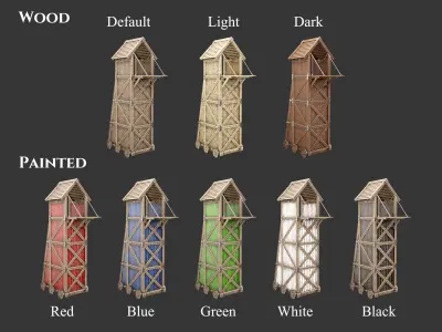 Medieval Siege Engine Tower Low-poly 3D model