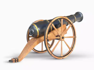 Iron Field Cannon Low-poly 3D model
